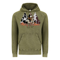 Vintage Olive merry christmas cowhide trees Vintage Hoodie - CowhideDigitalArt