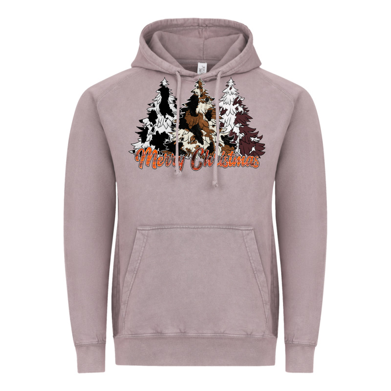 Merry Christmas Cowhide Trees Vintage Hoodie by CowhideDigitalArt | Teevron