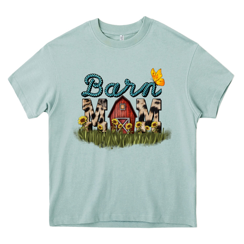 Barn Mom Sunflower Mother's Day Heavy Core Tee by HowdyJamesFarm | Teevron