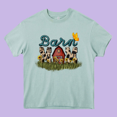 Barn Mom Sunflower Mother's Day Heavy Core Tee Designed By Howdyjamesfarm