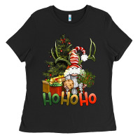 Black Ho Ho Ho Christmas Gnome Ladies Tee - BundleAndBundleShop