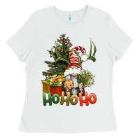 White Ho Ho Ho Christmas Gnome Ladies Tee - BundleAndBundleShop