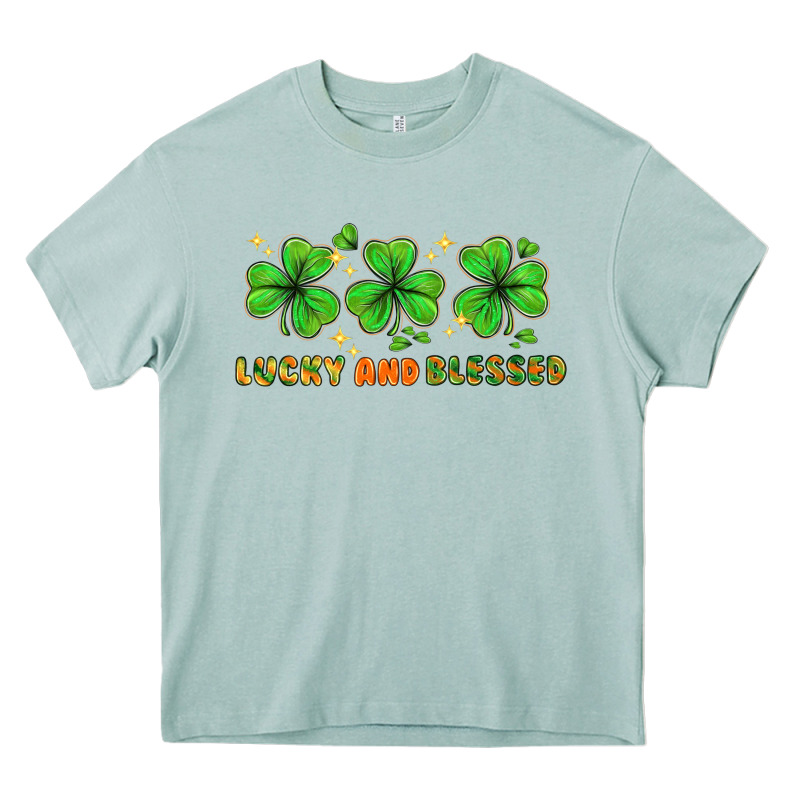 St. Patrick's Day Lucky And Blessed Heavy Core Tee by HowdyJamesFarm | Teevron