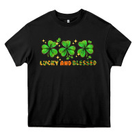 Black St. Patrick's Day lucky and blessed Heavy Core Tee - HowdyJamesFarm