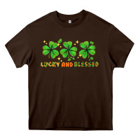 Chocolate Brown St. Patrick's Day lucky and blessed Heavy Core Tee - HowdyJamesFarm