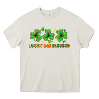 Cream St. Patrick's Day lucky and blessed Heavy Core Tee - HowdyJamesFarm