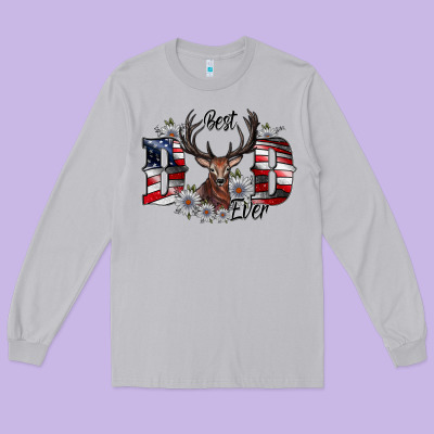 Best Dad Ever Long Sleeve Tee Designed By Cowhidedigitalart