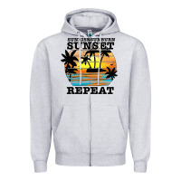 Heather Grey sunrise sunburn sunset repeat Zipper Hoodie - JahusDesignShop