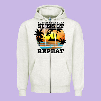 Sunrise Sunburn Sunset Repeat Zipper Hoodie Designed By Jahusdesignshop