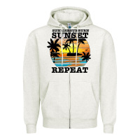 Oatmeal Heather sunrise sunburn sunset repeat Zipper Hoodie - JahusDesignShop