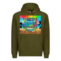 Army Green sunrise sunburn sunset repeat Premium Hoodie - Artiststas