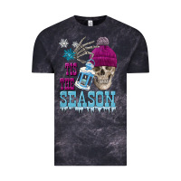 Cloud Black tis the season winter skull Vintage Tee - FaDigitalArtStudio