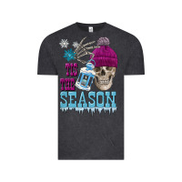 Vintage Black tis the season winter skull Vintage Tee - FaDigitalArtStudio