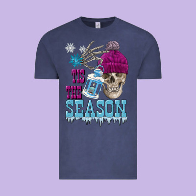 Tis The Season Winter Skull Vintage Tee Designed By Fadigitalartstudio