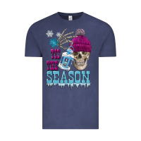 Vintage Denim tis the season winter skull Vintage Tee - FaDigitalArtStudio