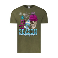 Vintage Olive tis the season winter skull Vintage Tee - FaDigitalArtStudio