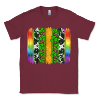 Burgundy st patricks day rainbow brushstroke Classic Tee - Artiststas