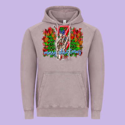 Punk Rock Merry Christmas Vintage Hoodie Designed By Cowhidedigitalart