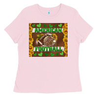 Bubblegum Pink american football with sunflower tumbler Ladies Tee - BundleAndBundleShop