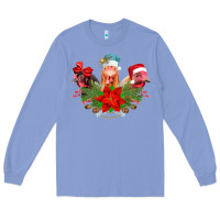 Colony Blue Chickens Christmas Long Sleeve Tee - CowhideDigitalArt