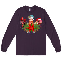 Plum Chickens Christmas Long Sleeve Tee - CowhideDigitalArt