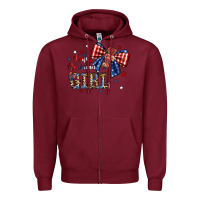 Burgundy cute american girl Zipper Hoodie - JahusDesignShop