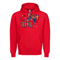 Red cute american girl Zipper Hoodie - JahusDesignShop