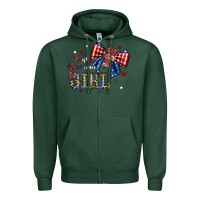 Sports Green cute american girl Zipper Hoodie - JahusDesignShop