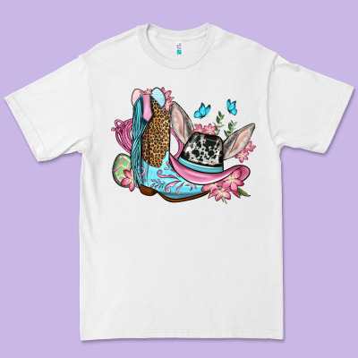 Easter Cowboy Boots Hat Premium Tee Designed By Oliviacreatesart