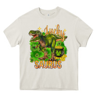 Cream St. Patrick's day lucky Saurus Heavy Core Tee - HowdyJamesFarm