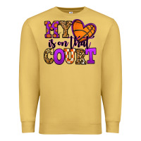 Antique Gold my heart is on that court basketball Premium Sweatshirt - Jasminsmagicworld