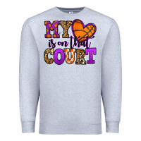 Heather Grey my heart is on that court basketball Premium Sweatshirt - Jasminsmagicworld