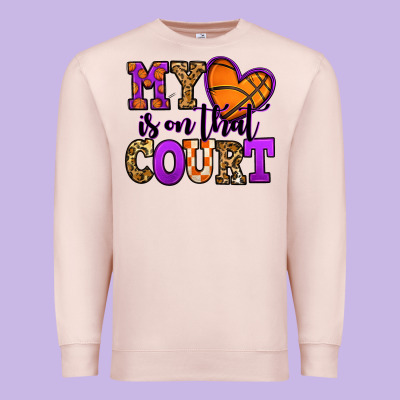 My Heart Is On That Court Basketball Premium Sweatshirt Designed By Jasminsmagicworld