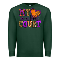 Sports Green my heart is on that court basketball Premium Sweatshirt - Jasminsmagicworld