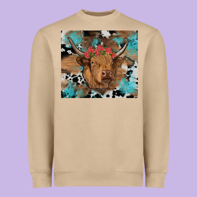 Western Roses Cow Heavyweight Sweatshirt Designed By Ranaportraitstore