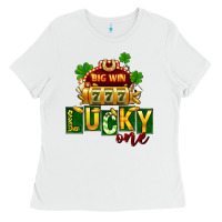 White St Patricks Lucky One Ladies Tee - FaDigitalArtStudio