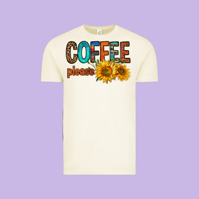 Coffee Please Western Doodle Letters Vintage Tee Designed By Fadigitalartstudio