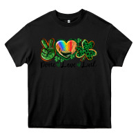 Black Peace love St. Patrick's Day Heavy Core Tee - CowGirlArtShop