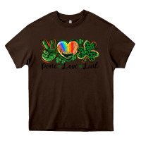 Chocolate Brown Peace love St. Patrick's Day Heavy Core Tee - CowGirlArtShop