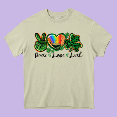 Peace Love St. Patrick's Day Heavy Core Tee Designed By Cowgirlartshop