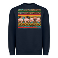 Navy western serape pigs Heavyweight Sweatshirt - RanaPortraitStore