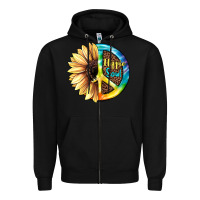Black Hippie Soul with Sunflower and Leopard Background Zipper Hoodie - JahusDesignShop