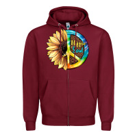 Burgundy Hippie Soul with Sunflower and Leopard Background Zipper Hoodie - JahusDesignShop