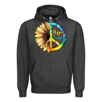 Charcoal Heather Hippie Soul with Sunflower and Leopard Background Zipper Hoodie - JahusDesignShop