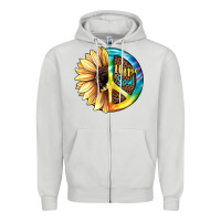 Dove Grey Hippie Soul with Sunflower and Leopard Background Zipper Hoodie - JahusDesignShop