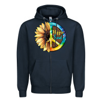 Navy Hippie Soul with Sunflower and Leopard Background Zipper Hoodie - JahusDesignShop