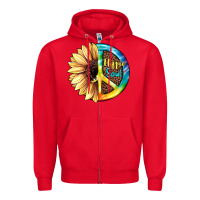 Red Hippie Soul with Sunflower and Leopard Background Zipper Hoodie - JahusDesignShop