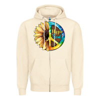 Sandshell Hippie Soul with Sunflower and Leopard Background Zipper Hoodie - JahusDesignShop