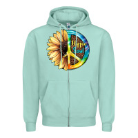 Seafoam Hippie Soul with Sunflower and Leopard Background Zipper Hoodie - JahusDesignShop