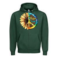 Sports Green Hippie Soul with Sunflower and Leopard Background Zipper Hoodie - JahusDesignShop